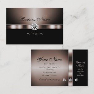 Carte De Visite Rose foncé moderne or et noir avec strass