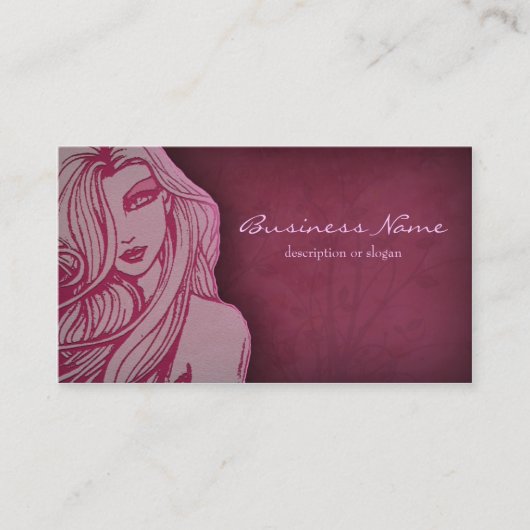 Carte de visite rose foncé pour femme élégante (Devant)