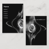 Carte De Visite ROSE FRACTAL 2, gris noir et blanc (Devant / Derrière)