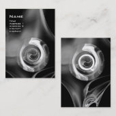 Carte De Visite ROSE FRACTAL 4 MONOGRAM noir blanc gris (Devant / Derrière)