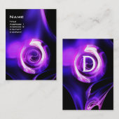 Carte De Visite ROSE FRACTAL 4 MONOGRAS bleu violet clair (Devant / Derrière)