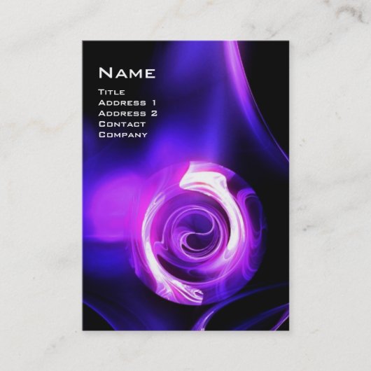 Carte De Visite ROSE FRACTAL 4 MONOGRAS bleu violet clair (Devant)