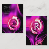 Carte De Visite ROSE FRACTAL 4 MONOGRAS noir violet rose vif (Devant / Derrière)