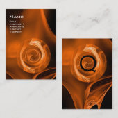 Carte De Visite ROSE FRACTAL 4 MONOGRAS orange vif rouge noir (Devant / Derrière)