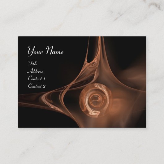 Carte De Visite ROSE FRACTAL, ABSTRAIT SWIRLS brun noir (Devant)