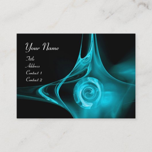 Carte De Visite ROSE FRACTAL, SWIRLS ABSTRAITS bleu turquoise noir (Devant)