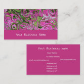 Carte de visite rose framboise, vert, noir (Devant / Derrière)