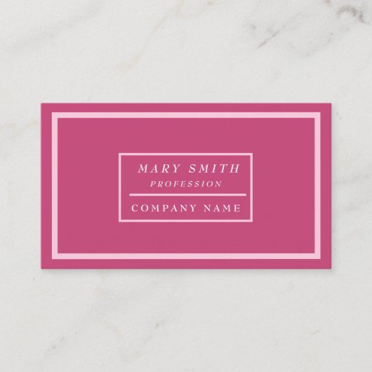 Carte De Visite Rose Fuchsia moderne simple (Devant)