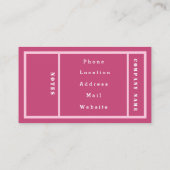 Carte De Visite Rose Fuchsia moderne simple (Dos)