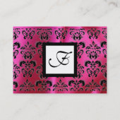 CARTE DE VISITE ROSE FUCHSIA SOIE DOMMASQUE VÊTEMENT, MONOGRAMME C (Dos)