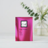 CARTE DE VISITE ROSE FUCHSIA SOIE VÊTEMENT, MONOGRAMME CARRÉ (Debout devant)