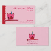Carte de visite rose gâteau rouge et rose (Devant / Derrière)
