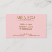 Carte De Visite Rose géométrique et aquarelle de pêche d'or chic (Dos)