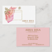 Carte De Visite Rose géométrique et aquarelle de pêche d'or chic (Devant / Derrière)