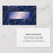 Carte De Visite Rose géométrique Gold Blue Professional Construct (Devant / Derrière)