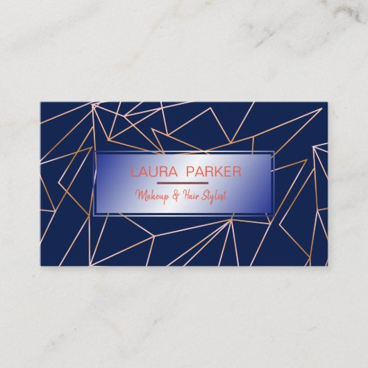 Carte De Visite Rose géométrique Gold Blue Professional Construct (Devant)
