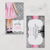 Carte De Visite Rose Girly de poupée de fille de la (Devant / Derrière)