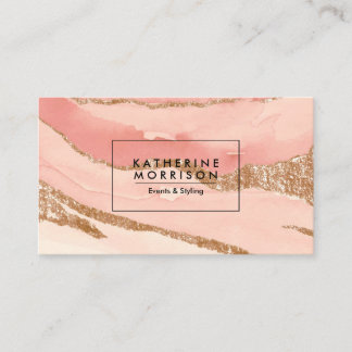 Carte De Visite Rose Gold Abstrait et Golden Parties scintillant