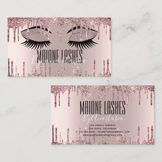Carte De Visite Rose Gold Artist Blush Maquillage Lashes Parties s (Devant / Derrière)
