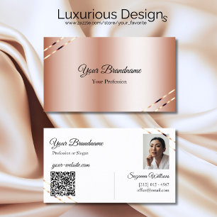 Carte De Visite Rose Gold avec lignes scintillantes Photo et Code