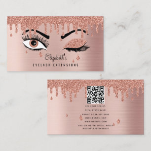Carte De Visite Rose Gold Beauty Maquillage Artiste Eyelashes QR C