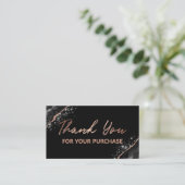 Carte De Visite Rose Gold Black Merci pour votre achat (Debout devant)