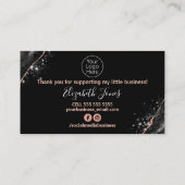 Carte De Visite Rose Gold Black Merci pour votre achat (Dos)