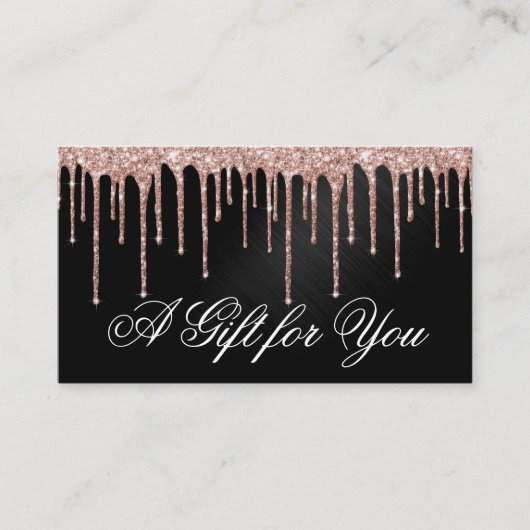 Carte De Visite Rose Gold Black Parties scintillant Drift Certific (Devant)