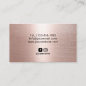Carte De Visite Rose Gold Black Parties scintillant Moderne Salon (Dos)