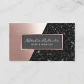 Carte De Visite Rose Gold Black Parties scintillant Moderne Salon (Devant)