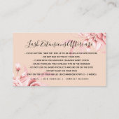 Carte De Visite Rose Gold Blush Lashes Instructions de suivi (Dos)