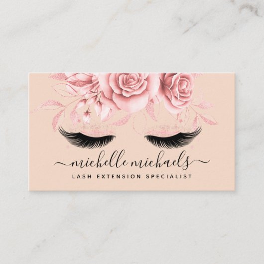 Carte De Visite Rose Gold Blush Lashes Instructions de suivi (Devant)