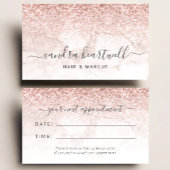 Carte De Visite Rose Gold Blush Marble Glitter Script Appointment