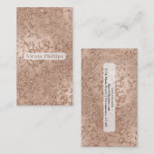 Carte De Visite Rose Gold Blush Pink Glam Sparkle Crackle Chic (Devant / Derrière)