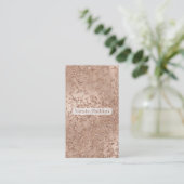 Carte De Visite Rose Gold Blush Pink Glam Sparkle Crackle Chic (Debout devant)