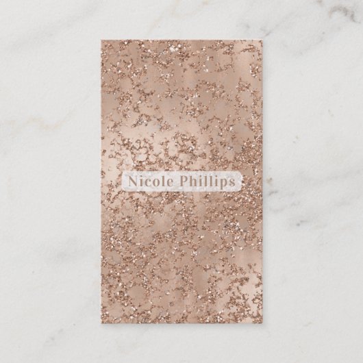 Carte De Visite Rose Gold Blush Pink Glam Sparkle Crackle Chic (Devant)