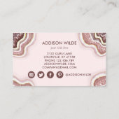Carte De Visite Rose Gold Blush Pink Glitter Agate Geode (Dos)
