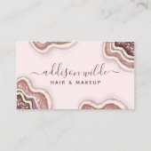 Carte De Visite Rose Gold Blush Pink Glitter Agate Geode (Devant)