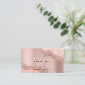 Carte De Visite Rose Gold Blush rose Agate Géode Parties scintilla (Debout devant)
