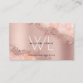 Carte De Visite Rose Gold Blush rose Agate Géode Parties scintilla (Devant)