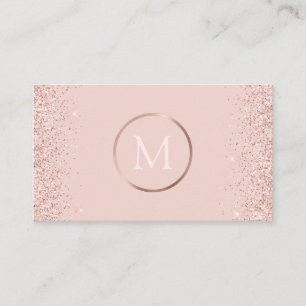 Carte De Visite Rose Gold Blush Rose Glitter Monogramme