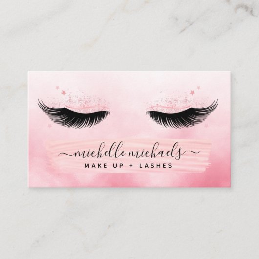Carte De Visite Rose Gold Blush Salon Lashes Se Constituer (Devant)