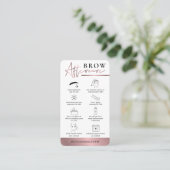 Carte De Visite Rose Gold Brows Aftercare Salon Instructions Lux (Debout devant)