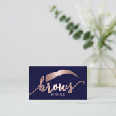Carte De Visite Rose Gold Brows Microblading Salon Typographie Mar (Debout devant)