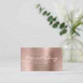 Carte De Visite Rose Gold Brushed Metal Script Microblading (Debout devant)