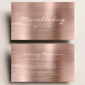 Carte De Visite Rose Gold Brushed Metal Script Microblading