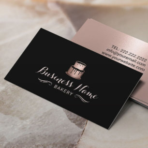 Carte De Visite Rose Gold Cake Logo Boulangerie Moderne Chef pâtis