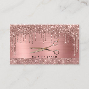 Carte De Visite Rose Gold Chic Parties scintillant  cheveux