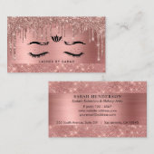 Carte De Visite Rose Gold Chic Parties scintillant Lashes (Devant / Derrière)