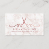 Carte De Visite Rose Gold Ciseaux Marble Salon Covid Sécurité (Devant)